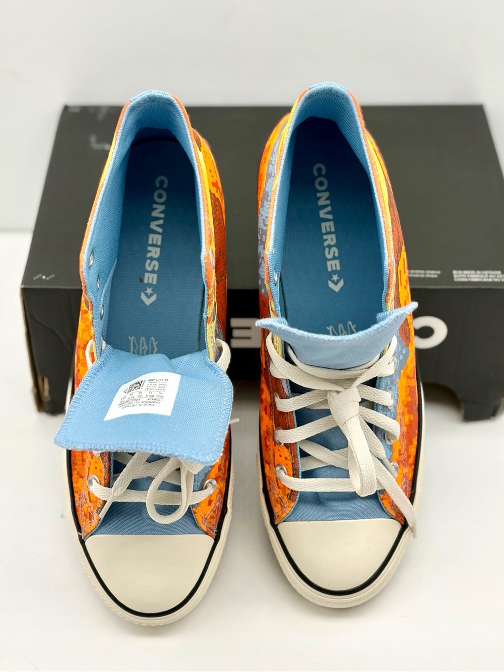 Converse High-Top Sneakers in Orange, Blue & Yellow Graphic - Picture 5 of 10